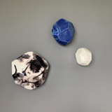 3 Geo Wall Stones in White, Azul, and Nebula Original Sculpture