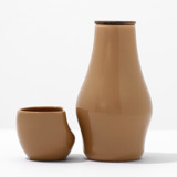 Elegant Carafe and Cup Set - Tan Glassware