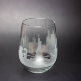 New York City, New York Skyline Stemless Wine Glass Glassware