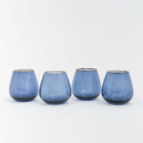 SET OF 4 - SIREN STEMWARE // SHORT STEMLESS IN ATLANTIC BLUE Glassware