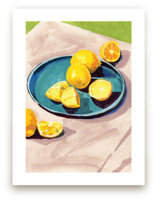 Lemons On A Blue Plate by Lisa Travis