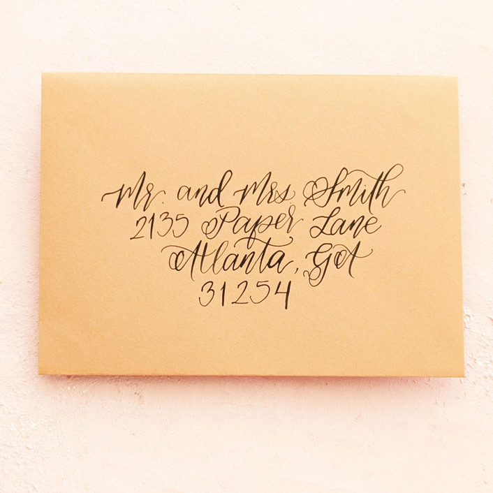 Custom Calligraphy Envelope Addressing Terracotta Envelope with Black