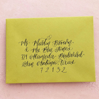 Custom Calligraphy Envelope Addressing - Olive Green Envelope with Black Calligraphy Envelopes