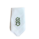 Embroidered Dinner Napkins with Single Initial Classic Monogram - Set of 4 Napkins
