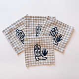 Cowboy Boot on Gingham Cocktail Napkin Set Napkins
