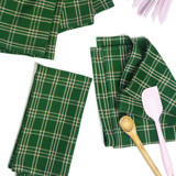 Chiapas Green Plaid Handwoven Cotton Napkins, Set of 4 Napkins