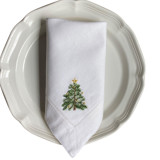 Holiday Tree Embroidered Dinner Napkin- Set of 4 Napkins