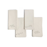 Love Notes Embroidered Napkins, Set of Four Napkins