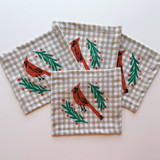 Cardinals on Gingham Cocktail Napkins Napkins
