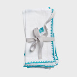 Shell embroidered dinner napkins, white, set of two Napkins