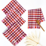 Noel Plaid Handwoven Cotton Party Napkins, Set of 4 Napkins