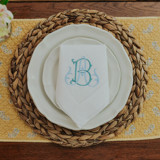 Embroidered Dinner Napkins with Two Letter Intertwined Monogram -Set of 4 Napkins