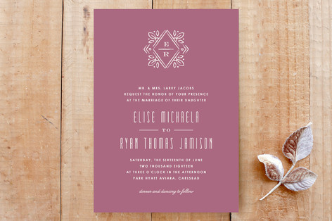 Diamond Monogram Invitation Custom Stationery