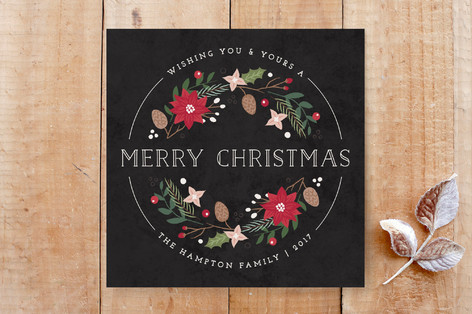 Holiday Floral Wreath Non-Photo Card Custom Stationery