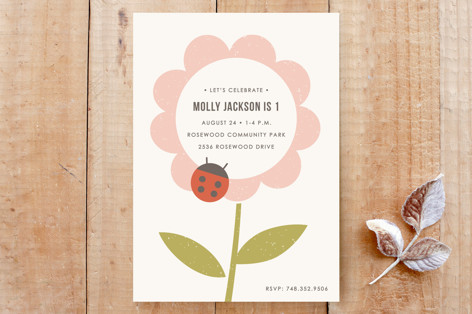 The Flower and the Ladybug Invitation Custom Stationery