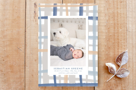 Rad Plaid Vertical Birth Announcement Custom Stationery