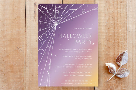 Sparkling Spiderweb Halloween Party Invitation Custom Stationery