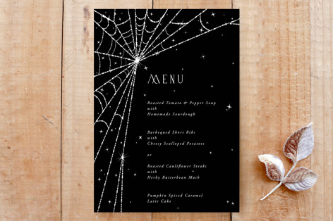 Elegant Sparkling Spiderweb Menu Custom Stationery