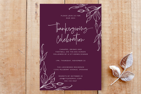 Modern Leaf Motif Thanksgiving Custom Stationery
