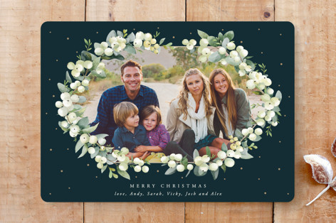 Snowberry & Eucalyptus Christmas Photo Card Custom Stationery