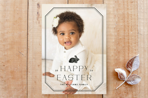 Vintage Bunny Frame Easter Photo Card  Custom Stationery