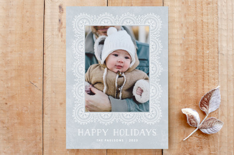 Winter Scallops Holiday Photo Card Custom Stationery