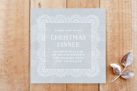 Winter Scallops Christmas Dinner Invitation Custom Stationery