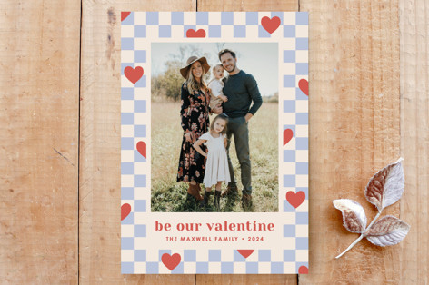 Checkered Hearts Valentine's Day Photo Card Custom Stationery