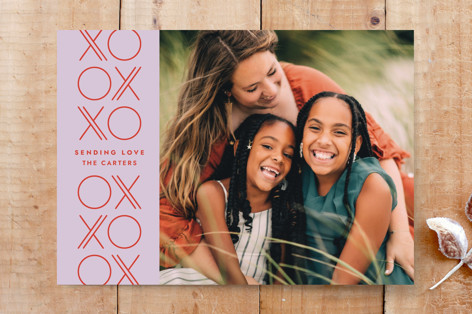 Geometric XO Valentine's Day Photo Card Custom Stationery