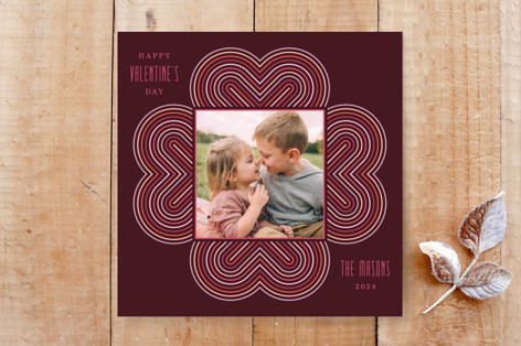 Multicolored Hearts Valentine's Day Photo Card Custom Stationery