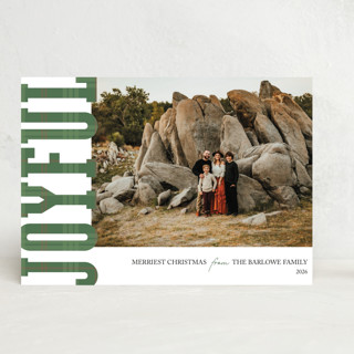 Plaid Joyful Statement Holiday Photo Card Custom Stationery