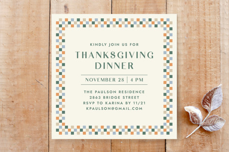 Checkered Thanksgiving Dinner Invitation Custom Stationery