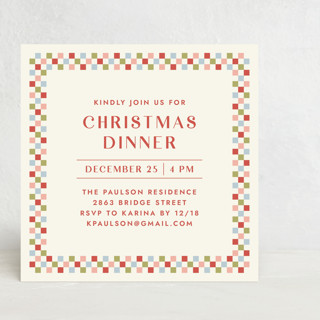 Checkered Christmas Dinner Invitation Custom Stationery