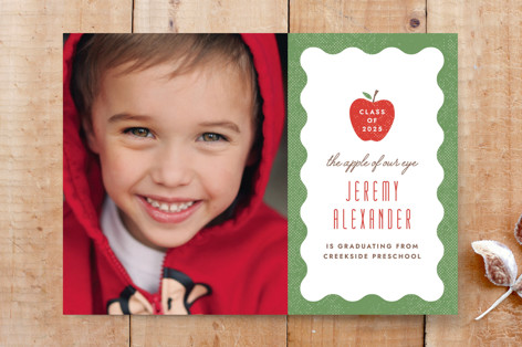 Red Apple Graduation Announcement Custom Stationery