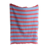 Cherry Red + Blue Sujani Quilt - Twin/Oversized Throw (60x70) Quilts and Bedspreads