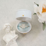 Vintage Oval Ring Box - White with Dusty Blue Velvet Insert Ring boxes