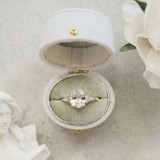 Vintage Oval Ring Box - White with Sage Velvet Insert Ring boxes