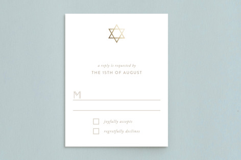 Gold Star Foil-Pressed Mitzvah RSVP Cards