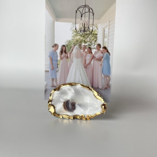 Gold Leaf Oyster Shell Photo Holder Display Sign Frames