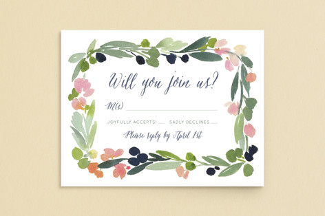 Watercolor Wreath Mitzvah RSVP Cards