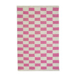 Zapotec Pink and Ivory Checkered Rug, Size 2'x3' Area Rugs
