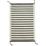 Zapotec Black and Ivory Striped Rug #2, Size 2'x3' Area Rugs