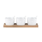 Bon Appetit Small Serving Pots with Acacia Wood Tray Serving Accessories