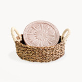 Handmade Bread Warmer & Wicker Basket - Vintage flower Serving Bowls