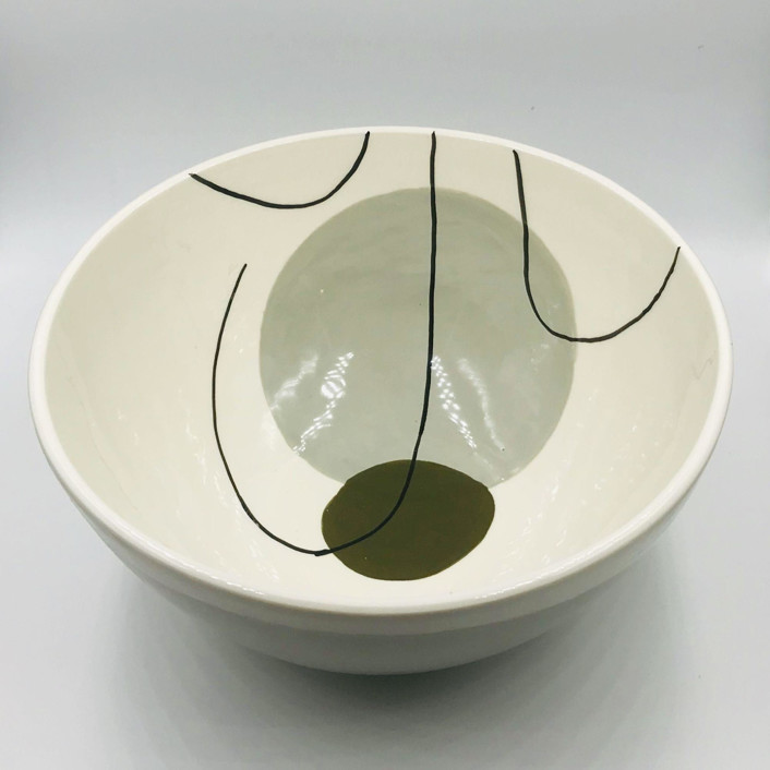 SMALL OLIVE GREEN SALAD BOWL Serving Bowls by Jana Mistrik Minted