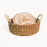 Monogrammed Bread Warmer & Wicker Basket - Bird Round Serving Bowls