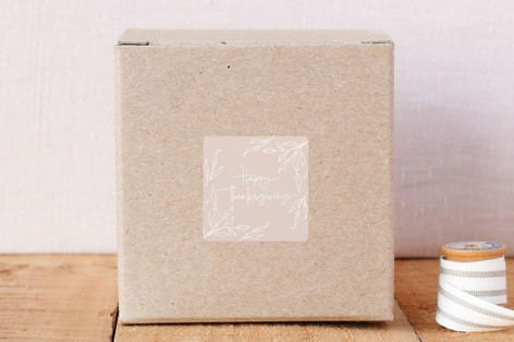 Square Leaf Motif Happy Thanksgiving Stickers