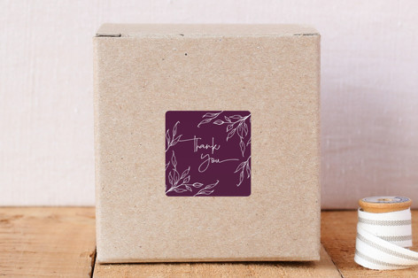 Square Leaf Motif Thanksgiving Thank You Stickers