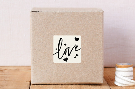 Love and Hearts Small Square Stickers