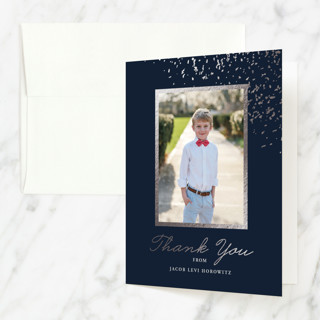 Dashed Star Foil-Pressed Mitzvah Thank You Cards